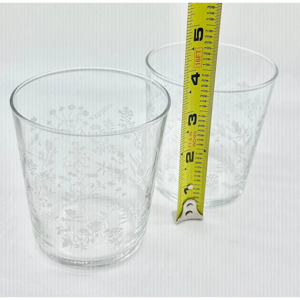 Set of 2 IKEA Hajml Glasses Etched Floral